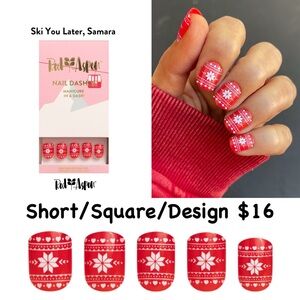 💅NEW Red Aspen Ski You Later Samara Press-On Nails - Red and White